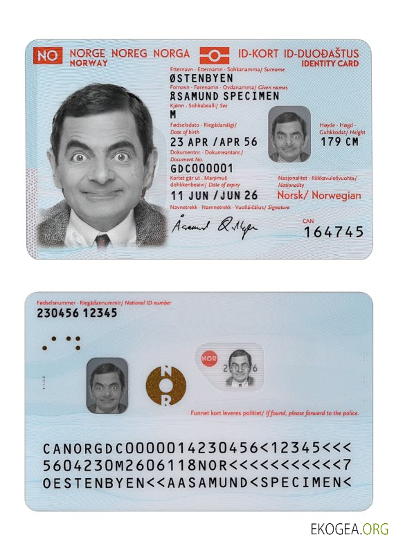 Carte d'identité norvégienne 2021 présent